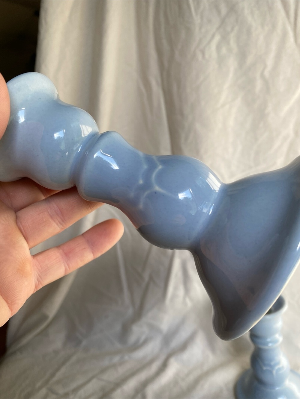 Pfaltzgraff Gazebo Blue Candle Stick Holders- Pair -5” - Picture 4 of 4